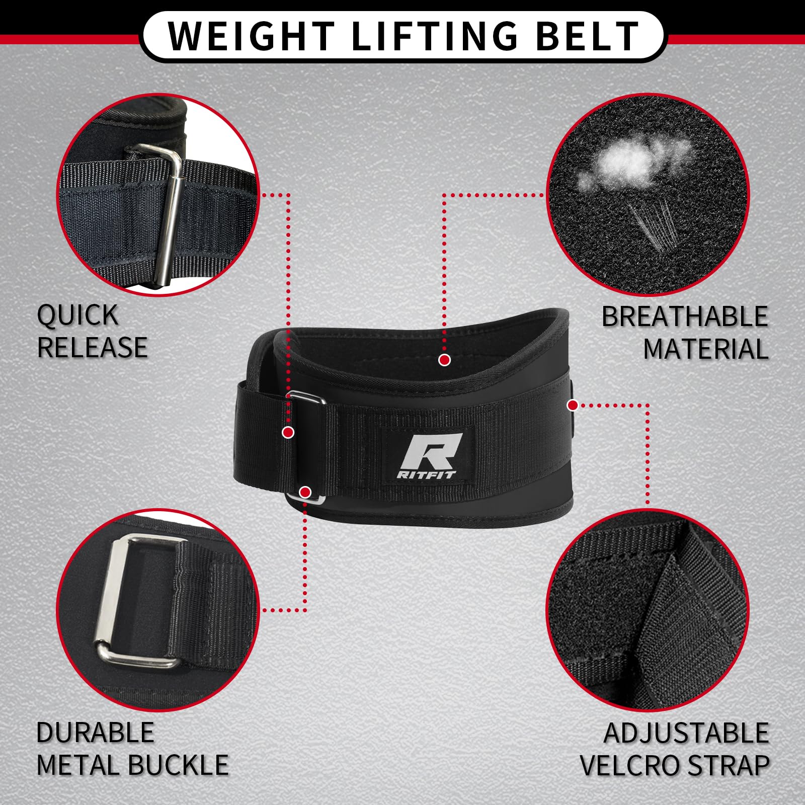 RitFit Weight Lifting Belt 6 Inch for Squats Deadlift Strength Training