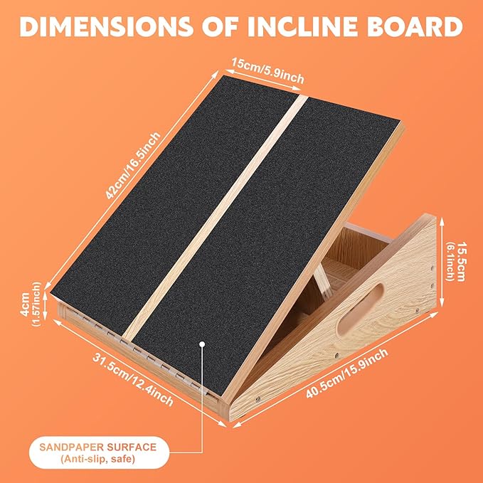 Slant Board for Calf Stretching, Adjustable Wooden Calf Stretcher Incline Board, Calf Stretch Board