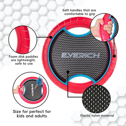 EVERICH TOY Trampoline Paddle Ball Set with 2 Bouncy Paddles & 4 Balls - Soft Foam Design for Kids