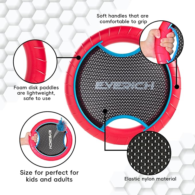 EVERICH TOY Trampoline Paddle Ball Set with 2 Bouncy Paddles & 4 Balls - Soft Foam Design for Kids