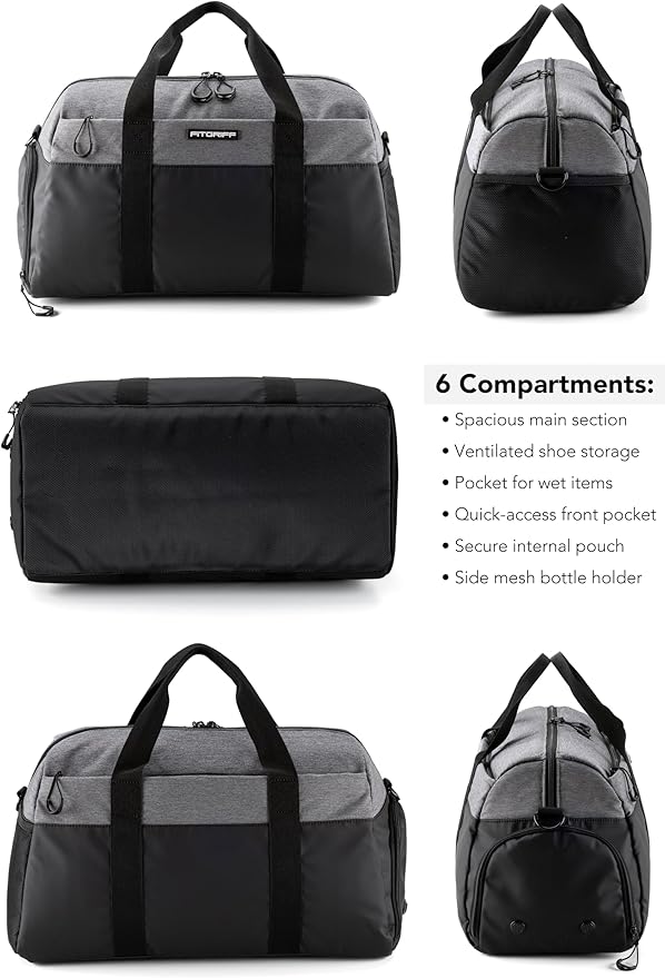 Fitgriff® Gym Bag V2 for Men and Women with Shoe & Wet Compartment - Duffle Bag for Travel, Sports