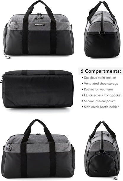 Fitgriff® Gym Bag V2 for Men and Women with Shoe & Wet Compartment - Duffle Bag for Travel, Sports