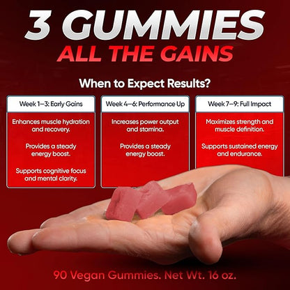Creatine Monohydrate Gummies - 5g Creapure Creatine per Serving - Vegan - Boost Muscle Strength