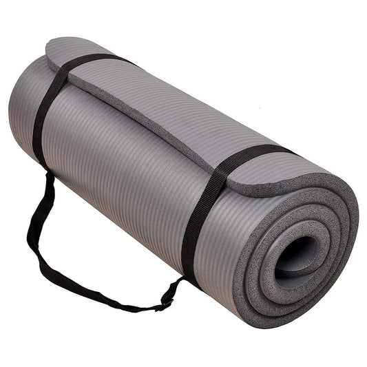 BalanceFrom 1-inch Thick 71x24 Inches Extra Thick Exercise Yoga Mat, Gray