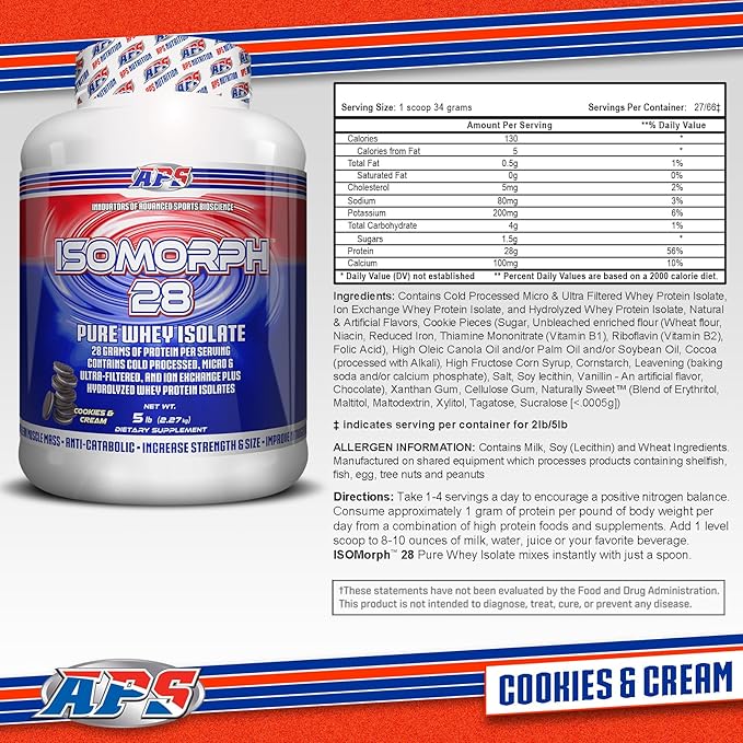 APS Nutrition Isomorph 28 Protein Powder | Pure Whey Isolate | Cold Pressed, Ultra- Filtered, & Ion