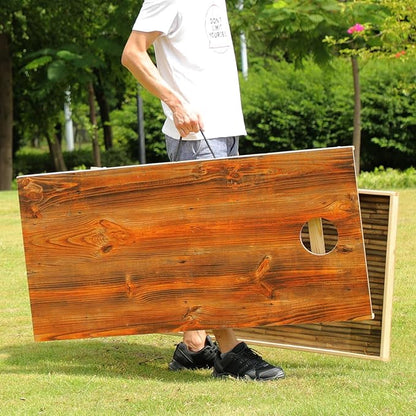 Solid Wood Premium Cornhole Game Set, Bean Bag Toss Game for Tailgate, Outdoor, Backyard