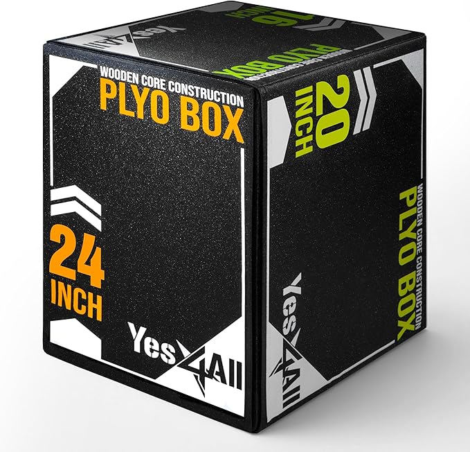 Yes4All 3-in-1 Soft-Padded Plyo Box With Wooden Core, Non-Slip Multi-Use Cushioned Plyometric Jump