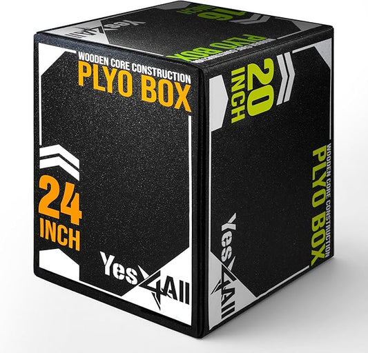 Yes4All 3-in-1 Soft-Padded Plyo Box With Wooden Core, Non-Slip Multi-Use Cushioned Plyometric Jump