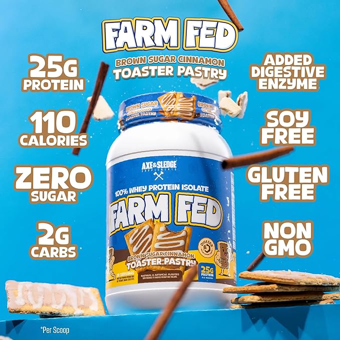 Axe & Sledge Farm Fed 100% Whey Protein Isolate | 25g Protein | Low Carb, Low Sugar, Gluten Free |