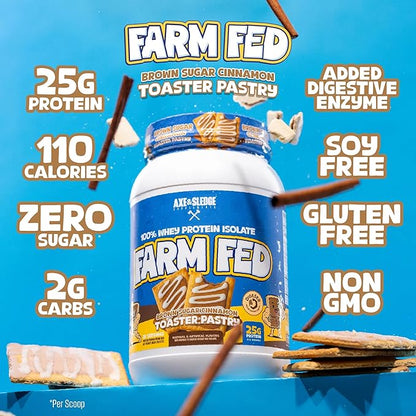 Axe & Sledge Farm Fed 100% Whey Protein Isolate | 25g Protein | Low Carb, Low Sugar, Gluten Free |