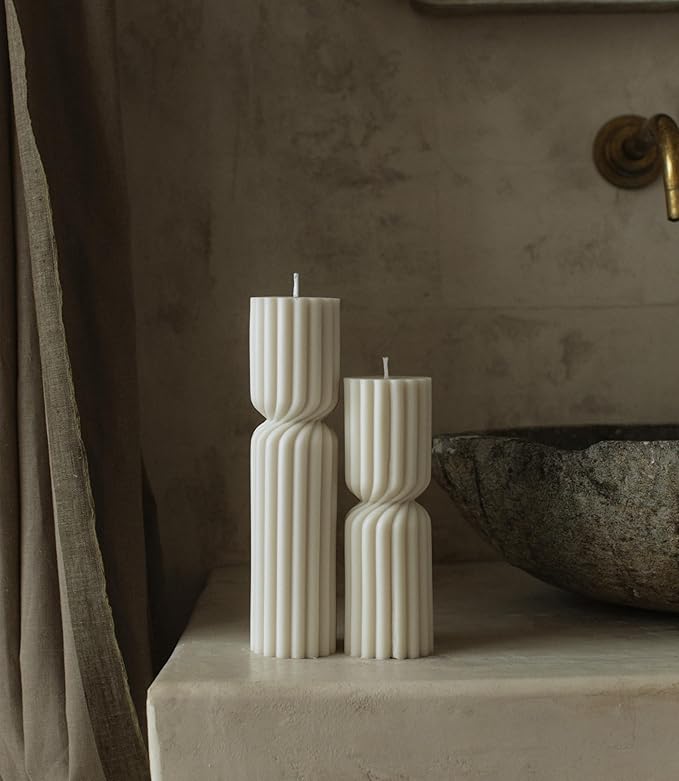 LAWA Spiral Spire Candle - Large Beautiful Handmade Pillar Scented Soy Wax Elegant Bubble Aesthetic