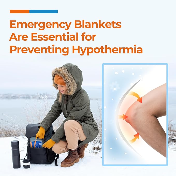 Emergency Blankets (30 Packs, 84" L x 52" W) Mylar Thermal Blankets for Survival and