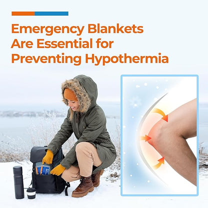 Emergency Blankets (75 Packs, 84" L x 52" W) Mylar Thermal Blankets for Survival and