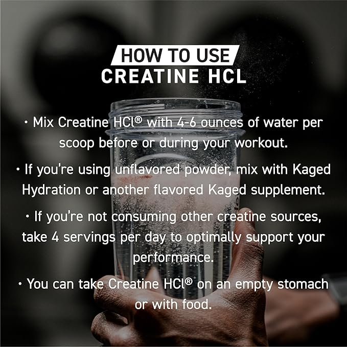 Kaged Creatine HCl Powder, Unflavored, Muscle Building and Recovery Supplement, Patented Formula