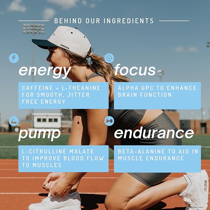 PWDRS Pre-Workout Powder, All Natural Pre Workout for Energy, Pump, Endurance & Strength, with