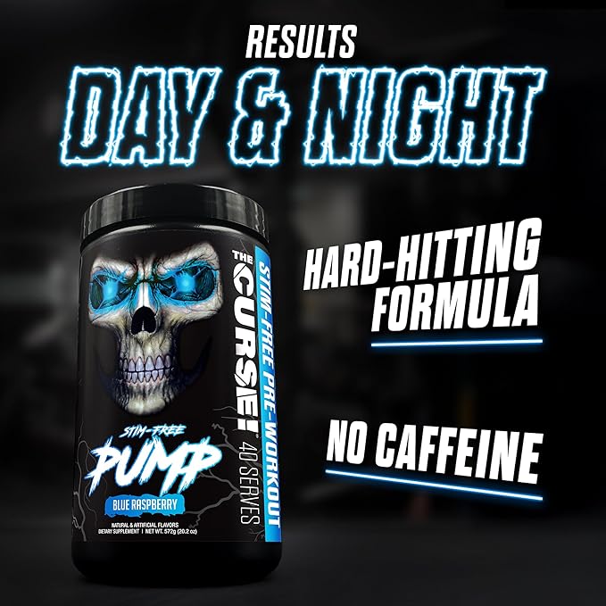 JNX SPORTS The Curse! Pump ??Stim-Free Pre-Workout | Peach Mango 40 Serves | Caffeine-Free Pump Pre