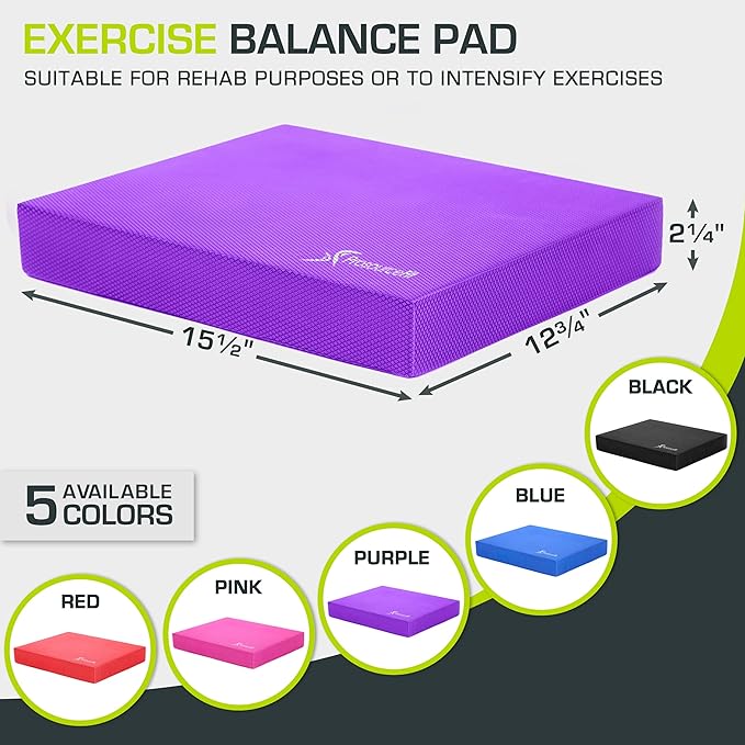 ProsourceFit Exercise Balance Pad ??Non-Slip Cushioned Foam Mat & Knee Pad for Fitness and