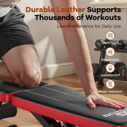 NICEPEOPLE Adjustable Weight Bench for Home Gym, 660LBS Capacity Workout Bench with 8 Backrests for