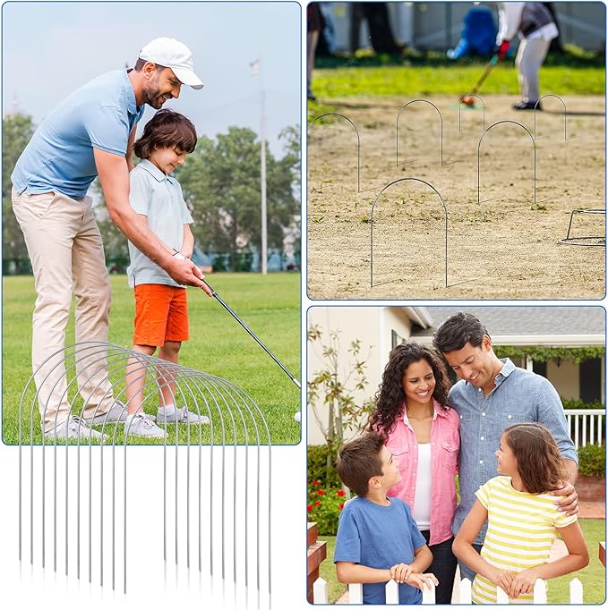 Deekin Set of 9 Croquet Wickets Replacement for Croquet Metal Hoops with Galvanized and Plastic