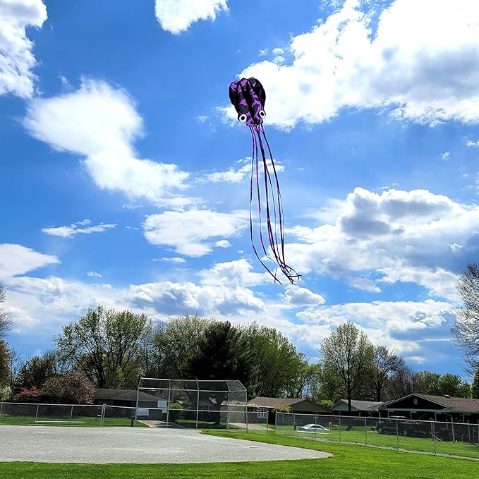 Octopus Kites for Kids & Adults Easy to Fly, 24”x 158” Large Soft Kite Kit for Boys and Girls