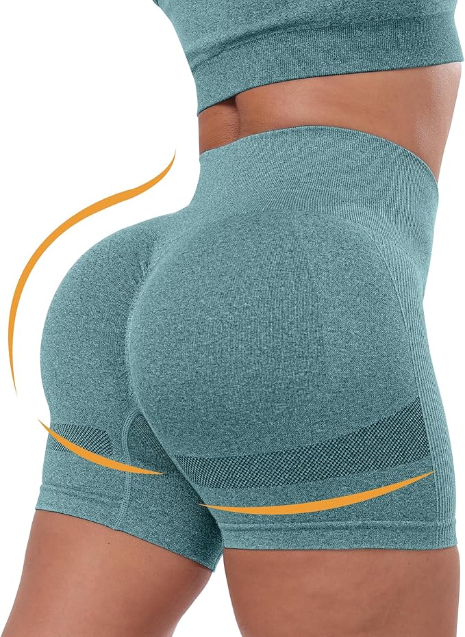CHRLEISURE Women's 4 Packs Workout Gym Shorts, High Waisted Butt Lifting Scrunch Butt Seamless