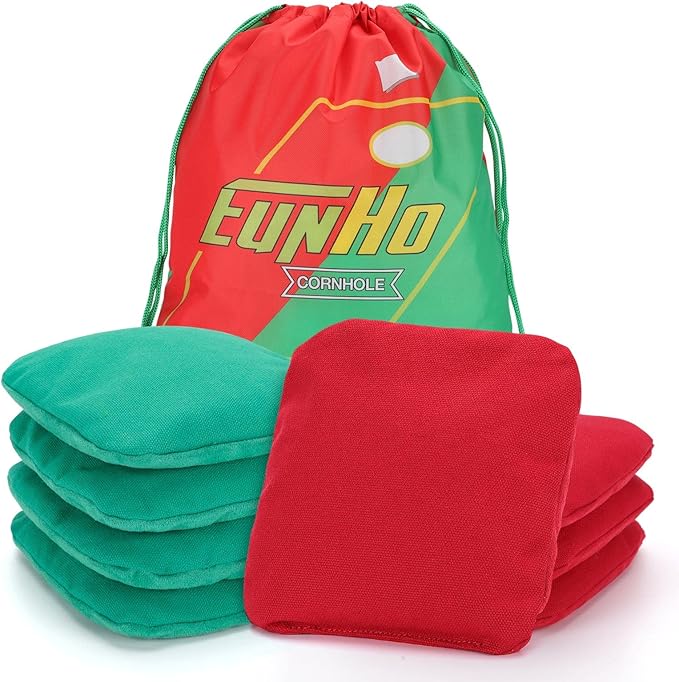 EunHo Dual Sided Cornhole Bags Regulation Set of 8 Professional Cornhole Bean Bags Slick and Stick