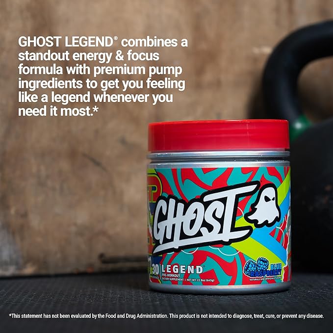 GHOST Legend Pre-Workout Powder, Blue Raspberry - 30 Servings ??Pre-Workout for Men & Women with
