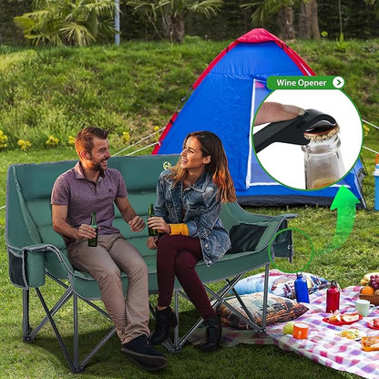 Nice C Double Padded Camping Chair, Oversized Loveseat Camping Chair, Outdoor Camping Couch for