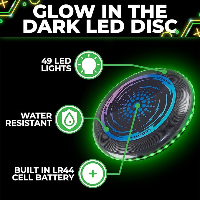 Toysery LED Light Up Fresbee - Glow in The Dark Fresbee for Kids and Adults, Flying Disc Adventure