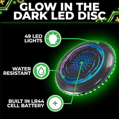 Toysery LED Light Up Fresbee - Glow in The Dark Fresbee for Kids and Adults, Flying Disc Adventure