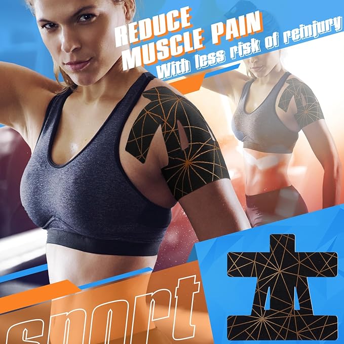 Geiserailie 20 Pcs Precut Kinesiology Tape for Shoulder, Pain Relief Pre Cut Sports Waterproof