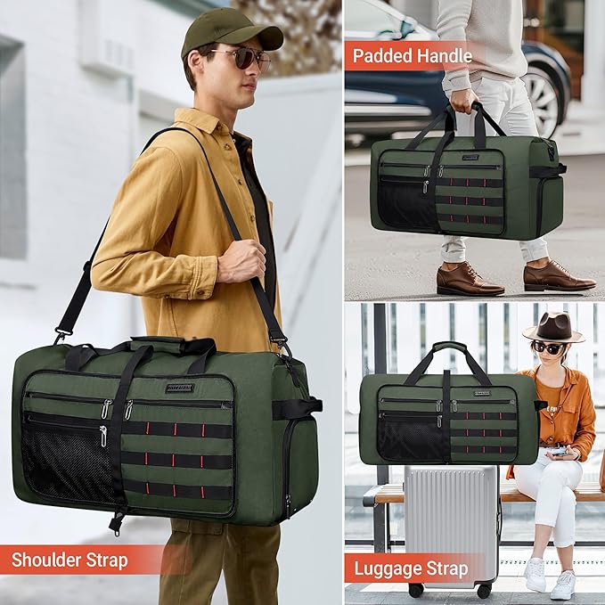 WITZMAN Foldable Duffle Bag for Travel 65L Lightweight Packable Duffel Bag with Shoes Compartment