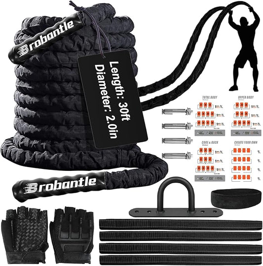 Battle Rope 1/1.26/1.5/2 Inch Diameter,Pink 30FT/40FT/50FT Exercise Workout Ropes for Home Gym