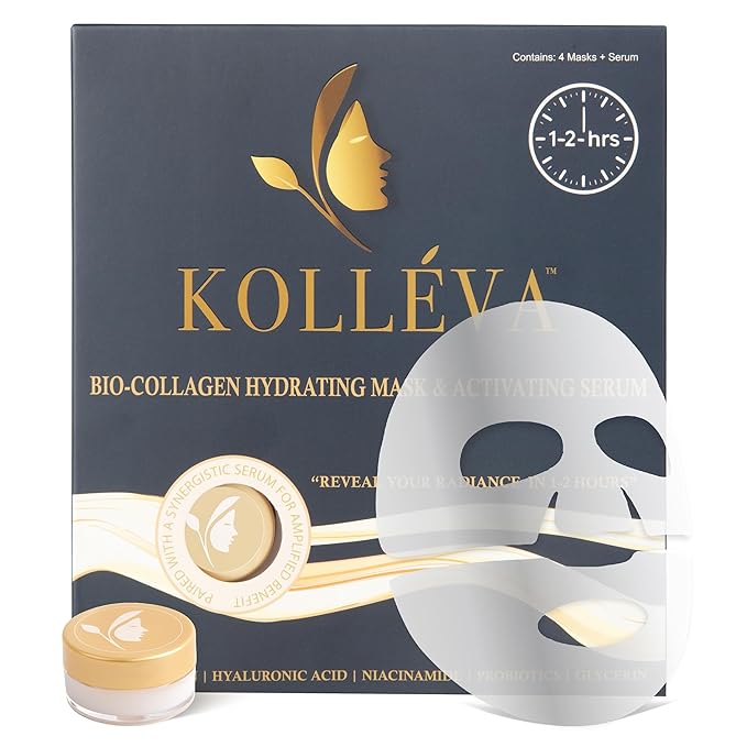 Kolléva Collagen Hydrogel Masks ?“Instant 2-Hour Glow | 4 Clinical Level Masks | U.S. Skincare