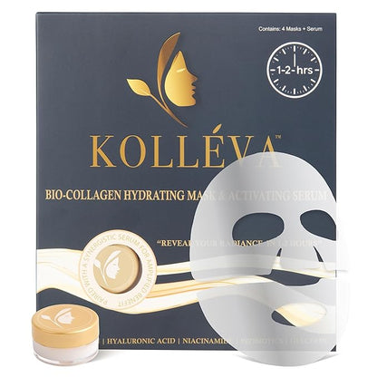 Kolléva Collagen Hydrogel Masks ?“Instant 2-Hour Glow | 4 Clinical Level Masks | U.S. Skincare