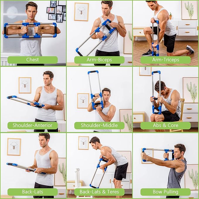 Push Down Bar Machine - Chest Expander at Home Workout Equipment, Arm Exerciser - Portable Spring