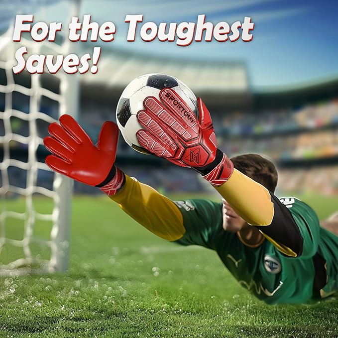 Sportout Goalie Gloves, Goalkeeper Gloves with Finger Protection, Breathable Soccer Goalie Gloves