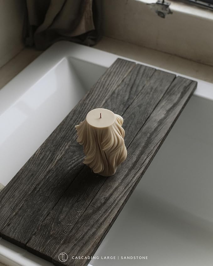 LAWA Cascading Wave Candle - Large Beautiful Handmade Pillar Scented Soy Wax Elegant Bubble