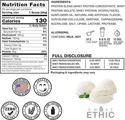 Whey'd Protein Powder, 25 G Whey Protein Blend with Concentrate, Isolate & Hydrolysate, Low Lactose