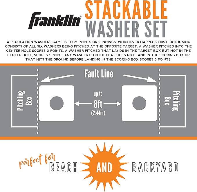 Franklin Sports Washer Toss Game Set - Outdoor Washers Set with Targets + Washers - Perfect for
