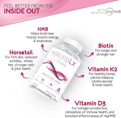 HMB Supplements for Women - Collagen Enhancer Capsules - Anti-Aging for 40 + Lean Muscle Builder