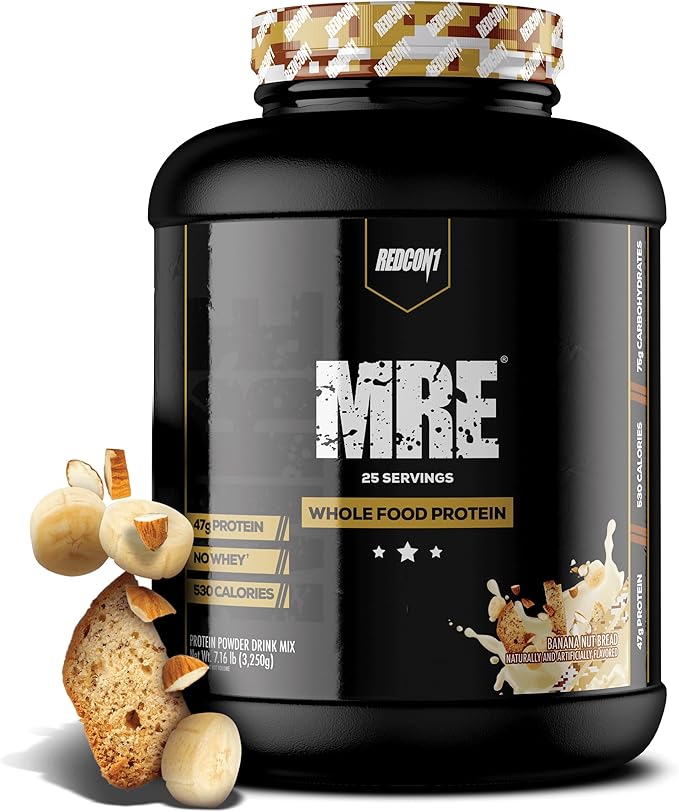 REDCON1 MRE Protein Powder, Banana Nut Bread - Meal Replacement Protein Blend Made with MCT Oil &