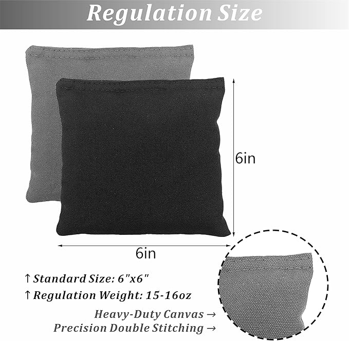 Cornhole Bags Set of 8 Regulation Professional Corn Hole Bean Bags Weather Resistant for Tossing