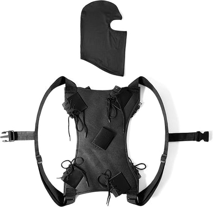 Sword Back Holster Complete with Balaclava. Black Leather Carrying Case, Ninja Hero Sheath-Weapons