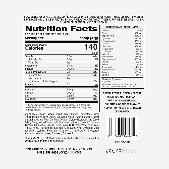 Jocko Fuel Mölk Whey Protein Powder - Keto, Probiotics, Digestive Enzymes, Amino Acids, Low Sugar