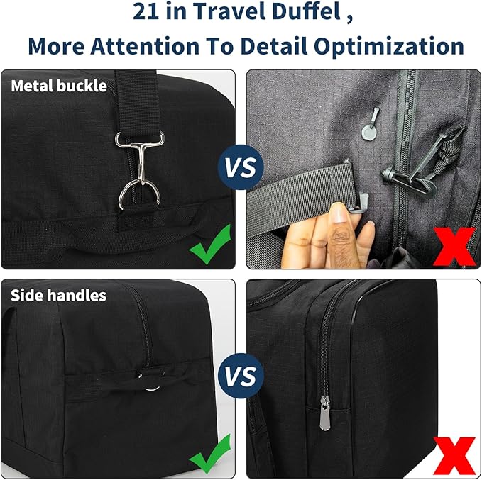 21 inch Gym Bag for Men - 40L Travel Duffel Bag Sport Duffle Bags for Weekend Overnight with Bottom