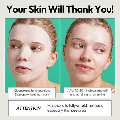 LAPCOS Cica Sheet Mask, Daily Face Mask with Cantella Plant Extract to Regenerate and Revitalize