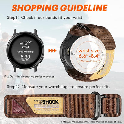 20mm Nylon Band Compatible with Garmin Vivoactive6/5/3,Forerunner 165/55/645/245 Music, 20mm Soft