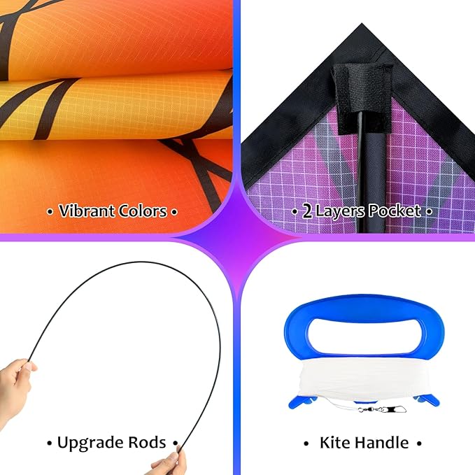 HONBO Large Delta Kite for Kids & Adults,Extremely Easy to Fly Kite for Beach Trip,String Line