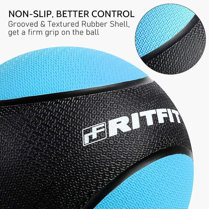 RitFit Weighted Medicine Ball - Non-Slip Rubber Shell & Dual Texture Grip - Workout Exercise Ball
